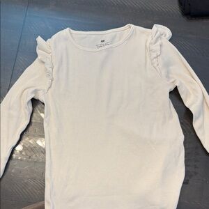 H&M Kids Cream Ruffle Long Sleeve Tee 6X/7